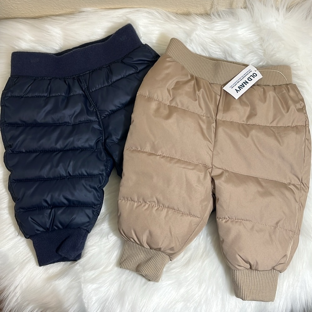 Set of 2 Old Navy Gap Baby Tan Navy Winter Puffer Snow Pants